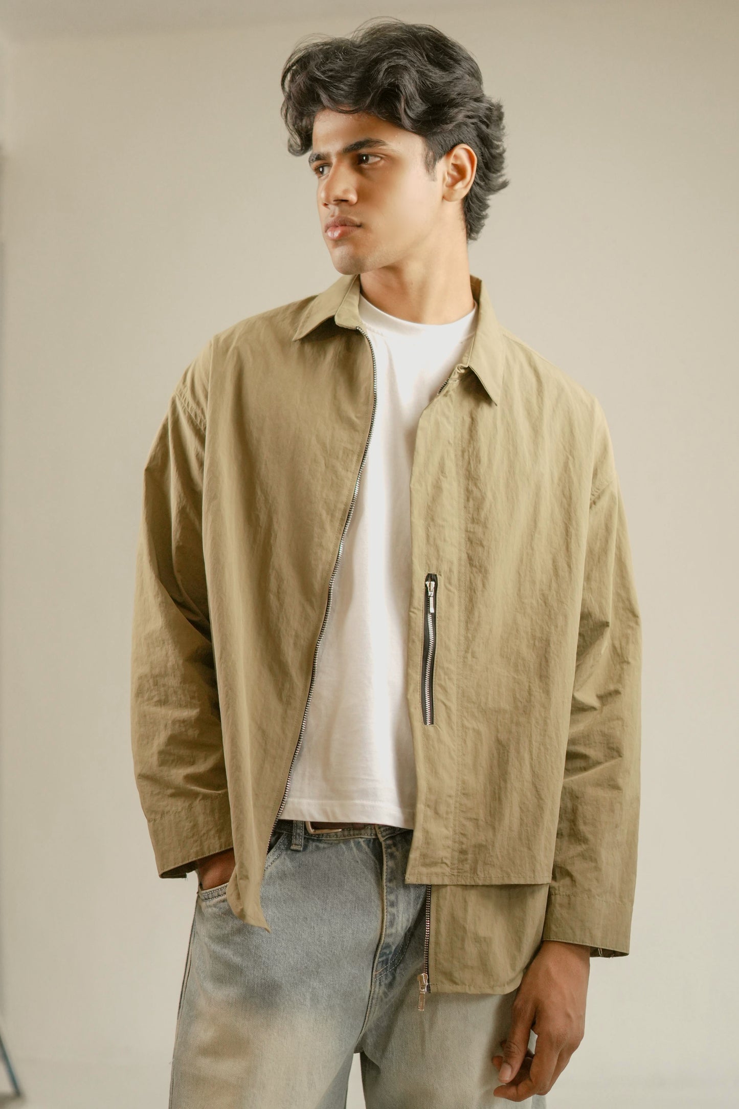 Oversized zip shacket