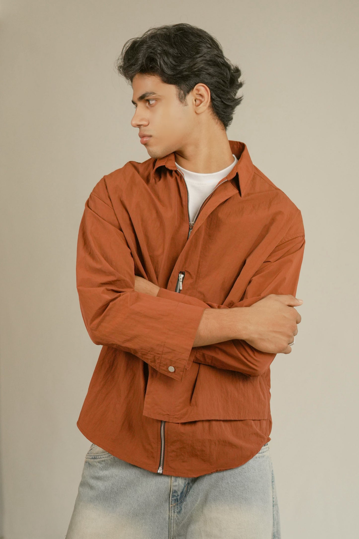 Oversized zip shacket