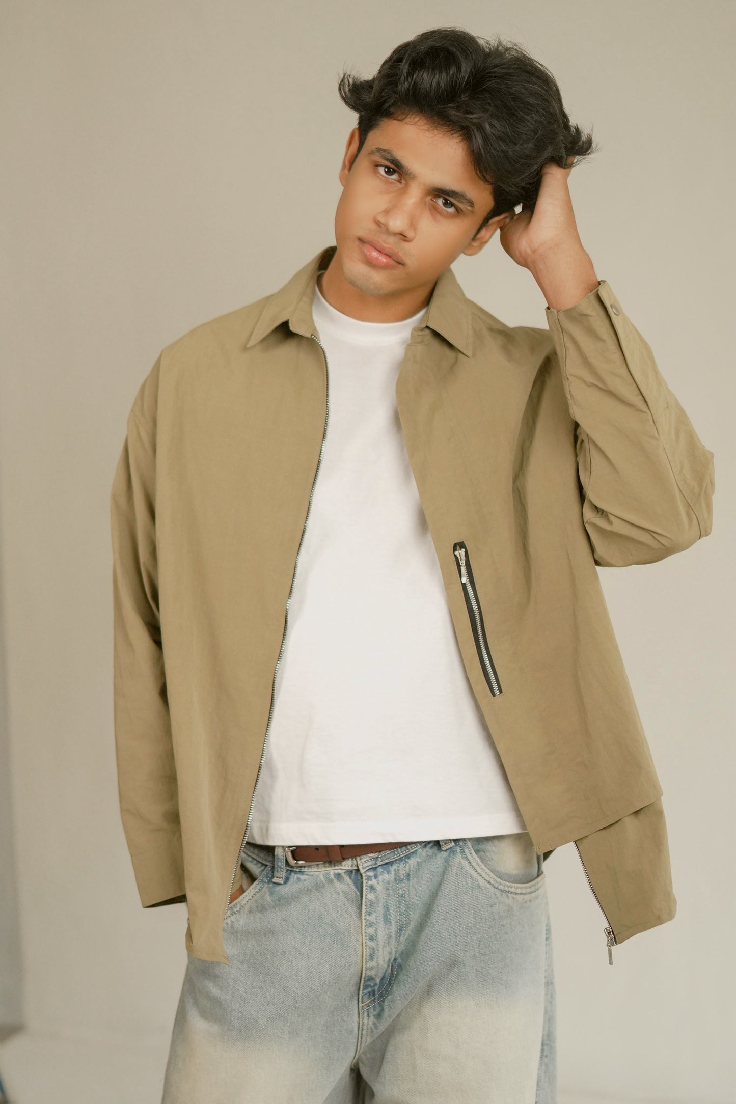 Oversized zip shacket